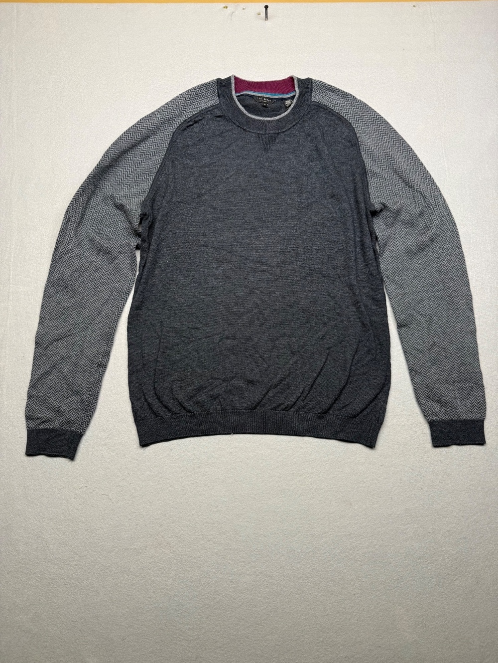 Ted Baker Wool Sweater Men's Size 5 Gray Crew Neck